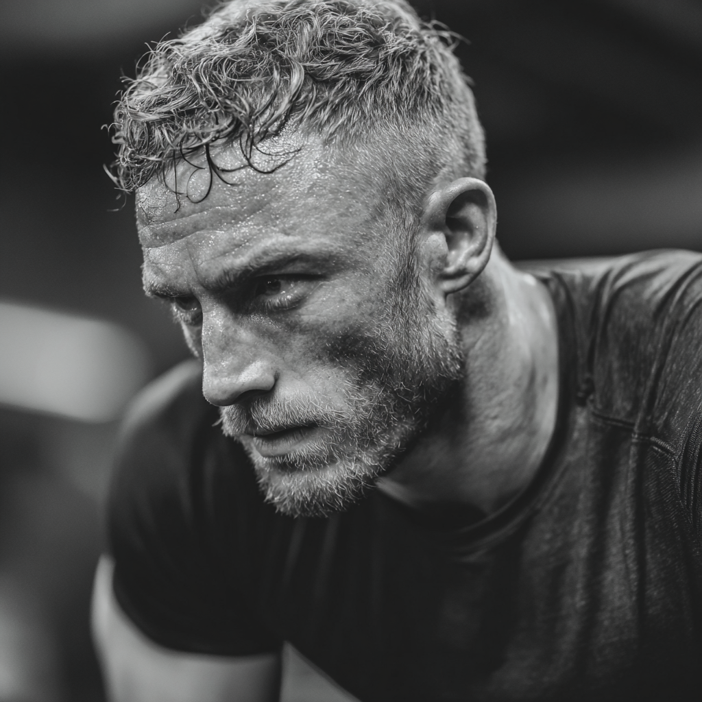 focused athlete demonstrating mental strength and physical preparation during intensive training session